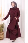 toka detaylı tunik pantolon takım Mürdüm