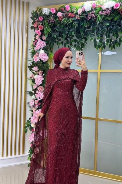 Tuğçe Abiye  Bordo