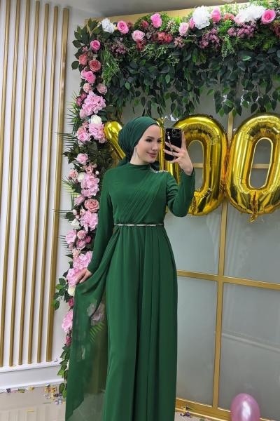 Zincir Detaylı Tulum Zümrüt